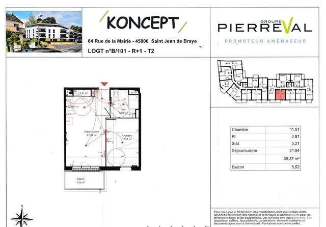 Appartement F2 à louer - 2 pièces - 39,37 m2 - St Jean De Braye - 45 - CENTRE